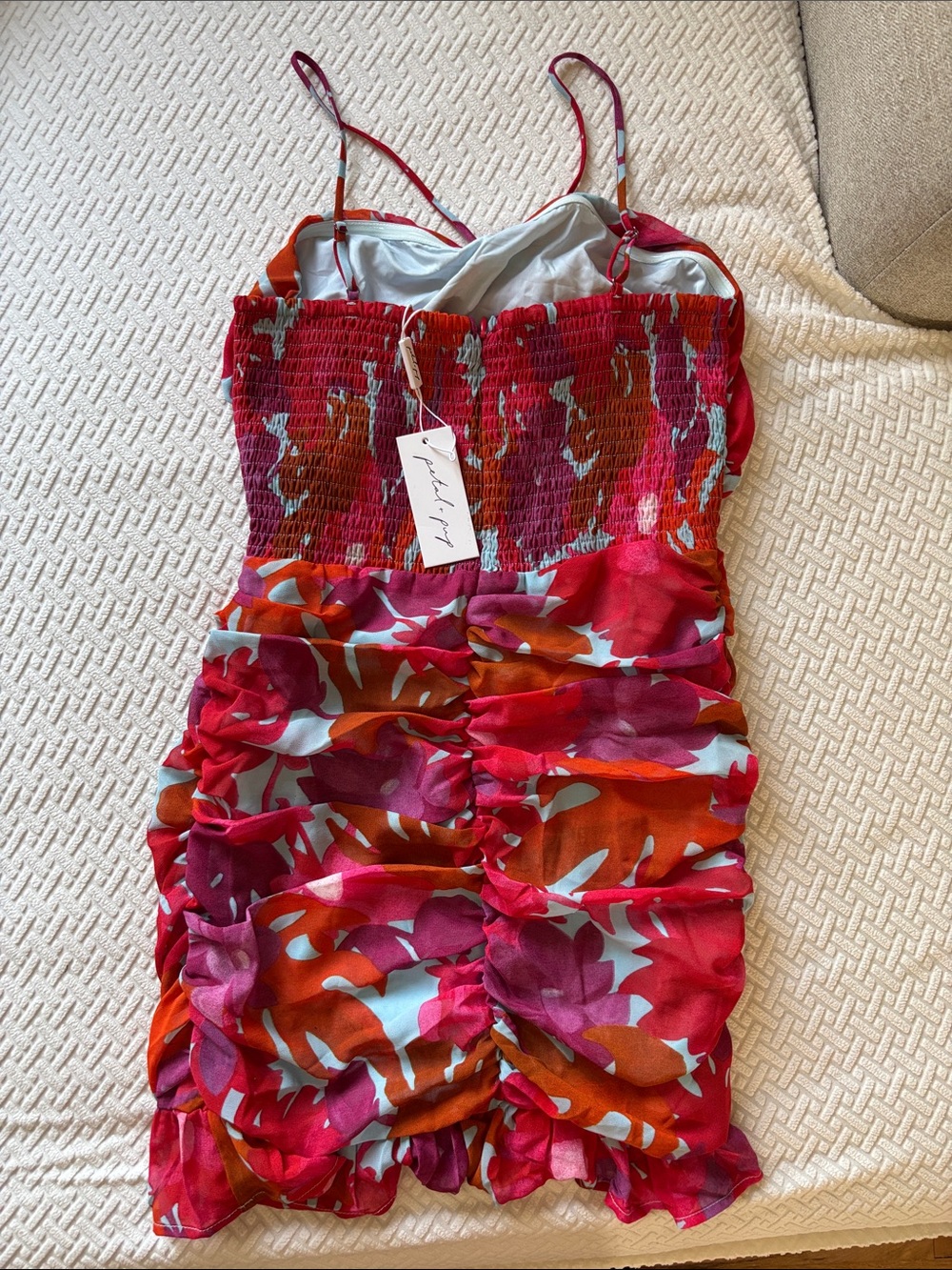 NWT Petal & Pup Zuri Rosette Floral Mini Dress in Pink, Red & Orange - Picture 5 of 5